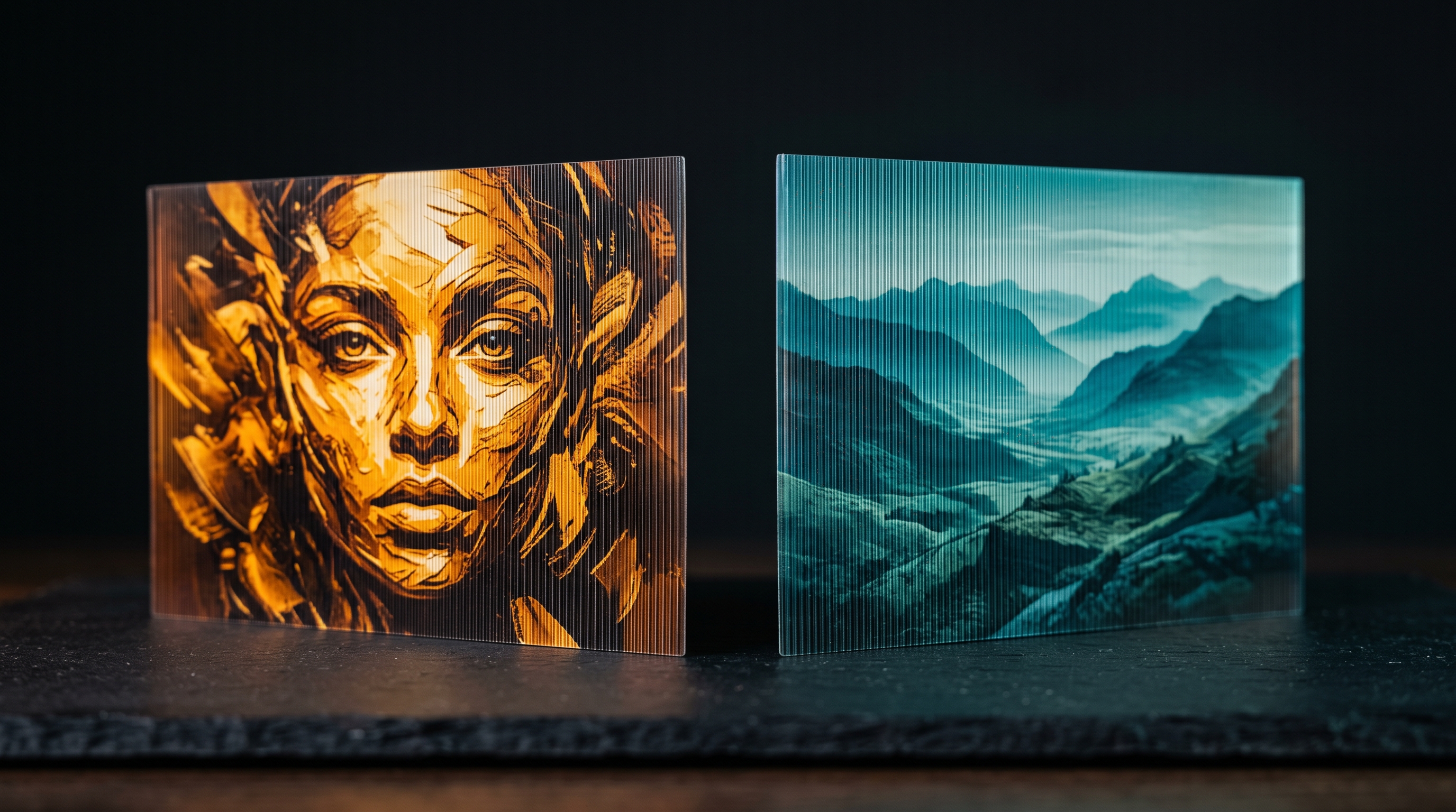 Lenticular print showing two images by angle